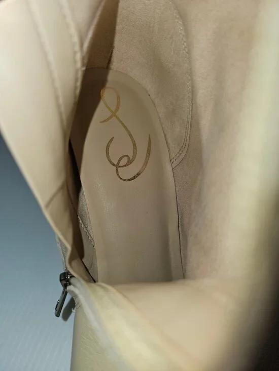 Sam Edelman Shauna Knee High Boot Womens 9 Eggshell Cream Leather Stiletto Heel - Picture 14 of 16